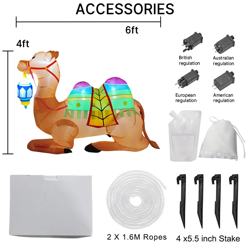 Ramadan Eid Mubarak Inflatable Decorations with LED Lights Muslim Islamic Holiday DIY Party Supplies  Outdoor Yard Ornament