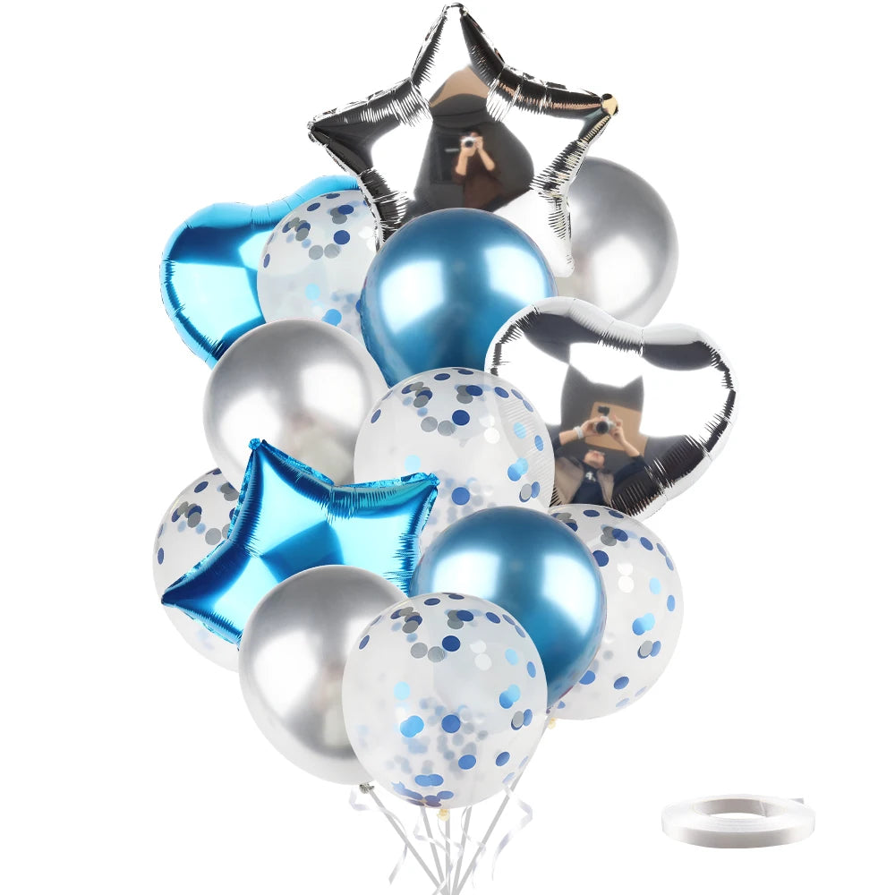 Heart Star Balloon Metallic Balloons 14pcs Gold Red Blue Pink Confetti Baloon Set For Happy Birthday Baby Shower Wedding Globos