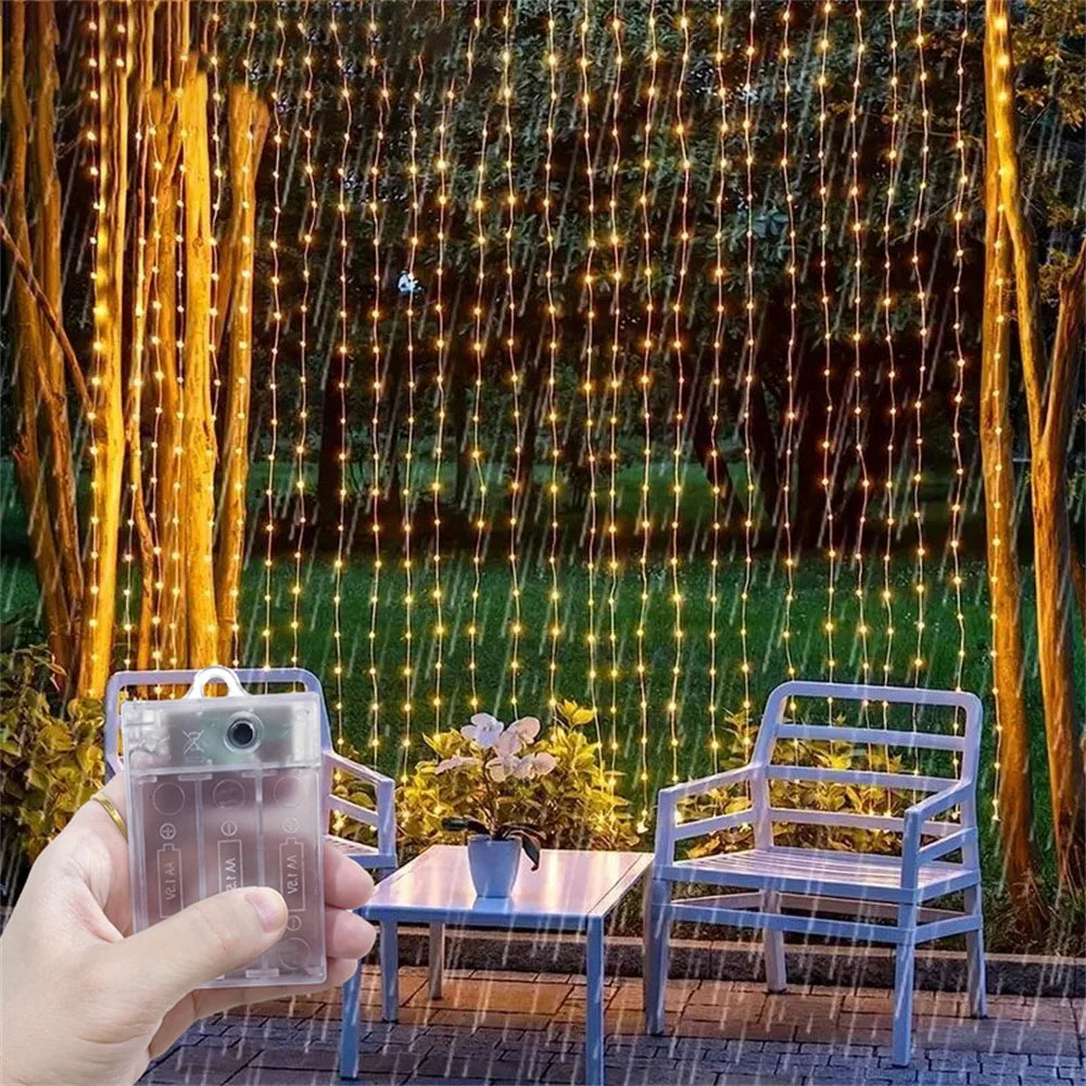 Valentine's Day Outdoor Decor LED Curtain String Light 2026 Ramadan Decoration for Home Fairy Battery Power Eid Mubarak Wedding