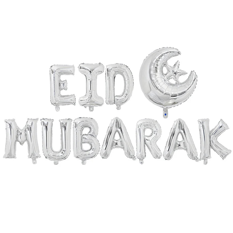 1Set Eid Mubarak Letter Foil Balloons Ramadan Kareem Decorations Star Moon Helium Globos 2024 Muslim Islamic Party Supplies Gift