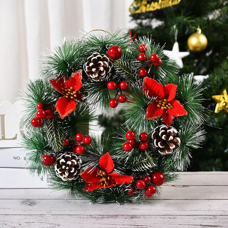 30CM Christmas Decoration Garland Front Door Window Decoration Christmas Wreath Pendant Ornament Navidad New Year Party Supplies