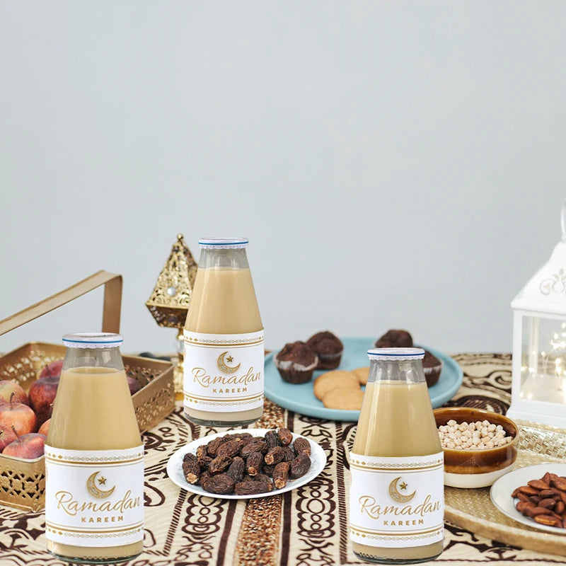 10Pcs Eid Mubarak Bottle Labels Wrapper Adhesive Stickers Ramadan Kareem Decor for Home Water Bottle Cover Party Decor