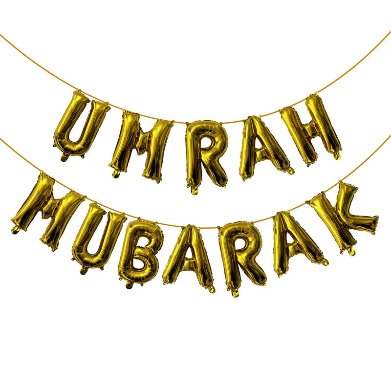 1Bag Umrah Mubarak Latex Foil Balloons Eid Mubarak Islamic Muslim Party Decor Ramadan Kareem Home 2026 Eid Al Fitr Party Supplie