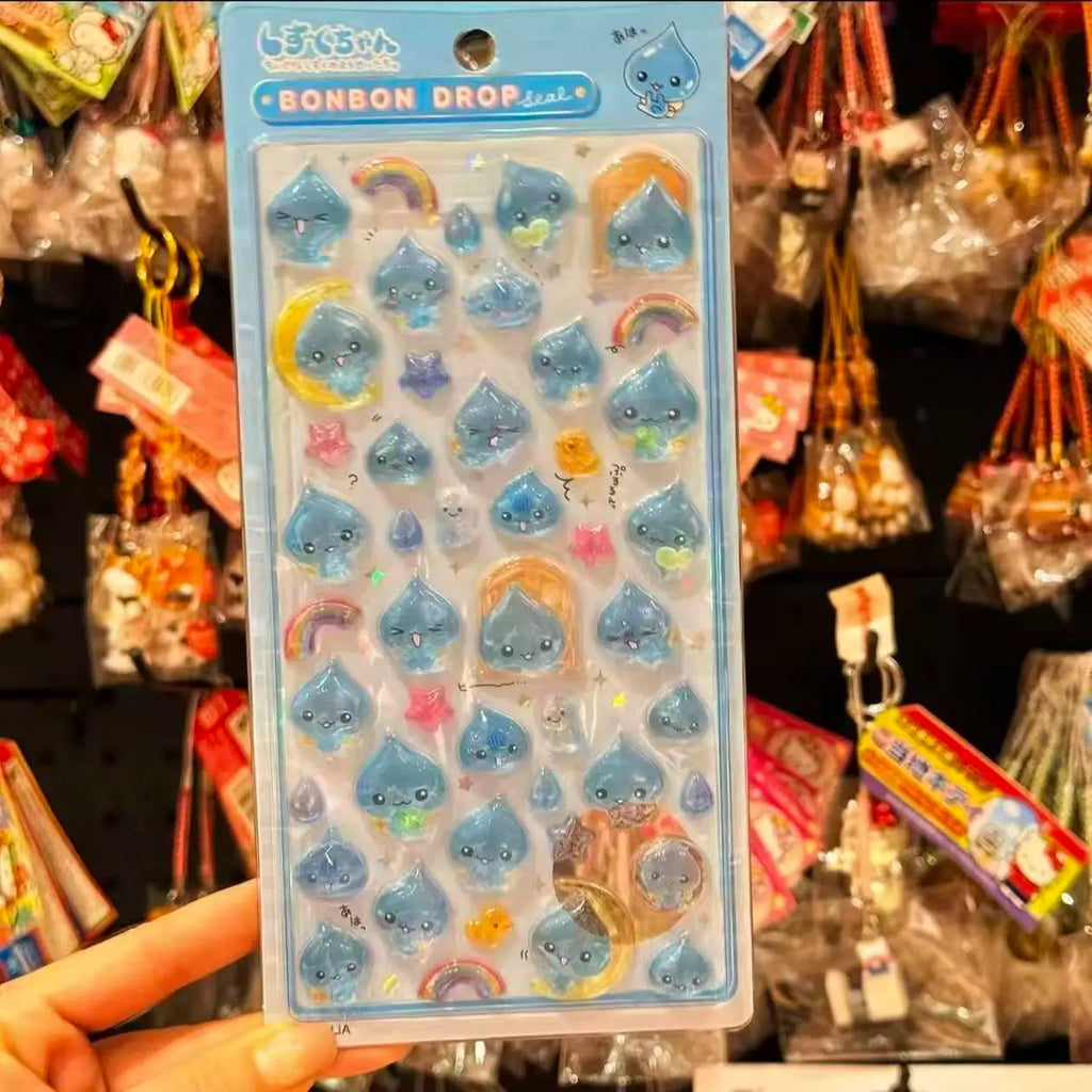 New Angel Blue Wave Water Moisturizing Stickers Japanese 3D Relief Stickers Children's Fairy Decorative Stickers festival gifts