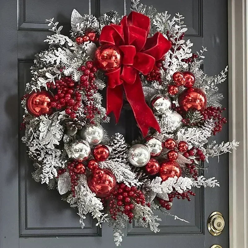 2024 front door Christmas wreath decoration upside down tree vine Christmas door and window decoration supplies