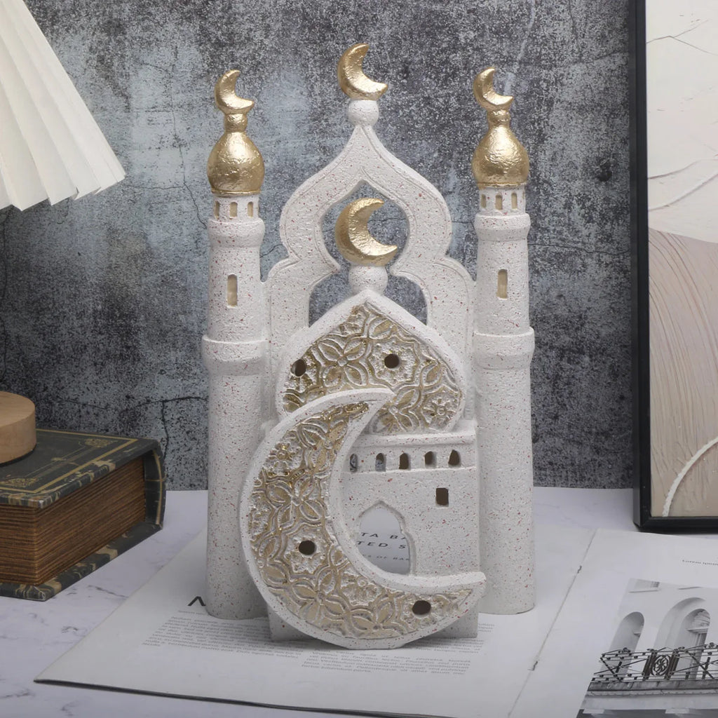 Ramadan Ornaments Resin Material Mosque Islamic Castle Statue Family Tabletop Atmosphere Decoration Architectural Style Gift