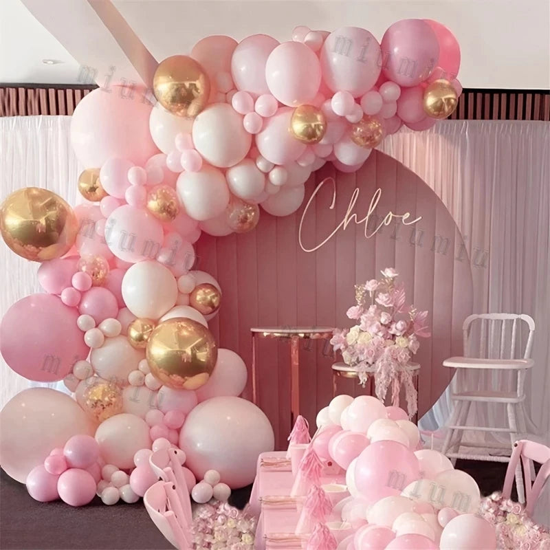 Macaron Pink Balloon Garland Arch Kit Wedding Birthday Party Decor Kids Rose Gold Latex Balloons Baby Shower Decorations Chain