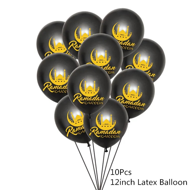 10Pcs Eid Umrah Mubarak Latex Balloon Ramadan Kareem Festival Muslim Islamic Ramadan Party Eid Al-Firt Home Decoration Supplies