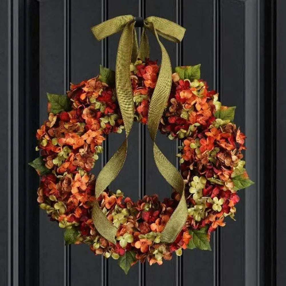 High-quality Christmas Wreath Rustic Hydrangea Fall Wreath with Bow for Front Door Thanksgiving Harvest Decor Indoor Outdoor