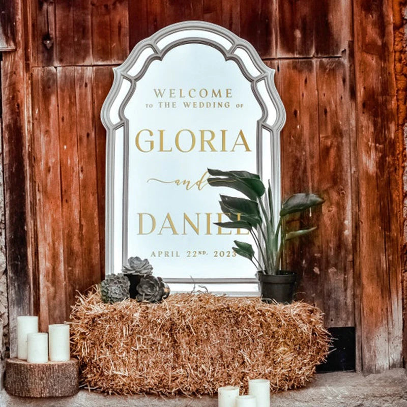 Welcome To Our Wedding Entry Sign Custom Names Vinyl Decal For Mirrors Wedding Decor Custom Welcome Wedding Sign Sticker