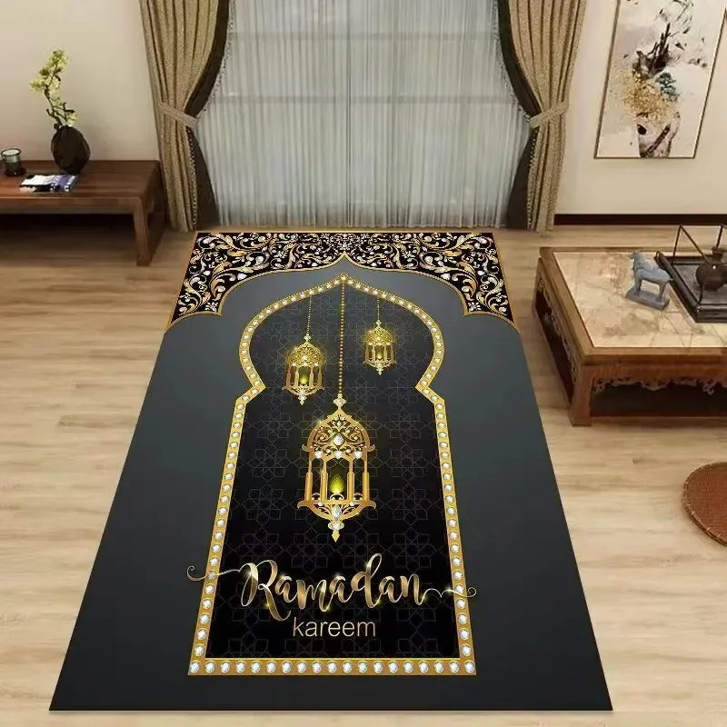 Authentic Ethnic Muslim Prayer Rug Living Room Decor Anti-Slip Carpets Bedroom Soft Rug Entrance Doormat Cultural Muslim Carpet