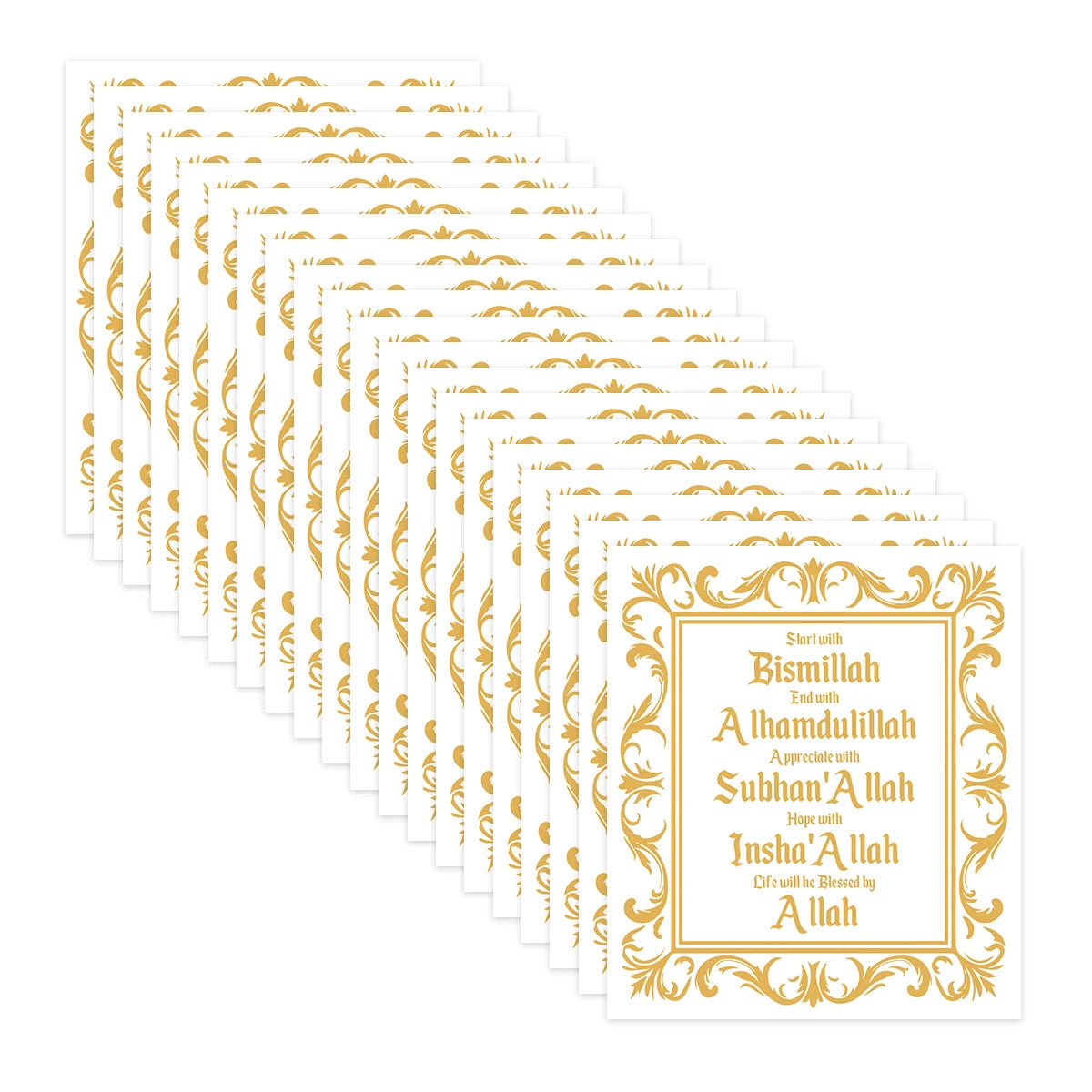 20pcs Islamic Stickers For Eid Mubarak Decoration,Golden And Black Self-Adhesive Decals Tags For Gift Wrapping,Candle,Bottle&Box