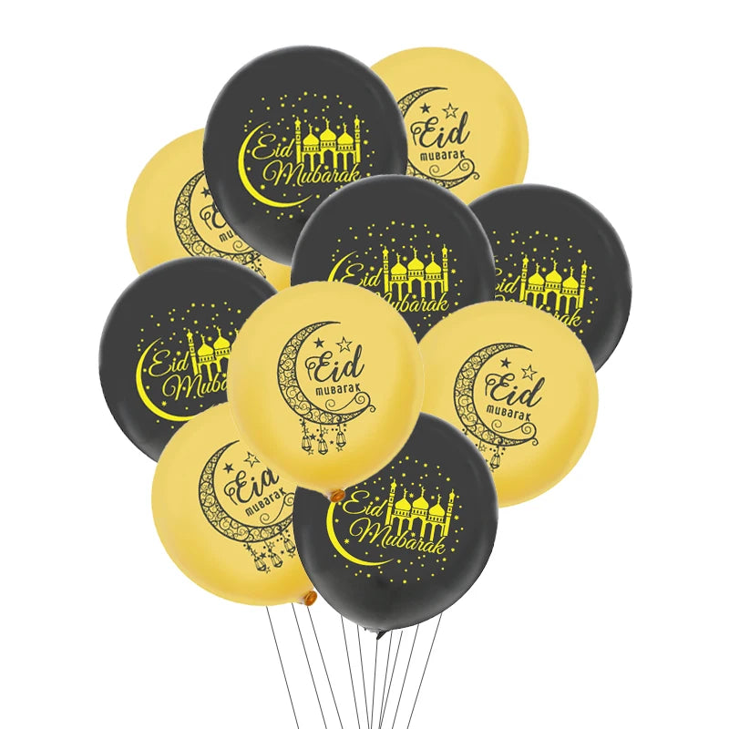 10Pcs Eid Mubarak Latex Balloon Ramadan Kareem Decoration Air Globos Ramadan Mubarak Muslim Islamic Festival Party Supplies 2024