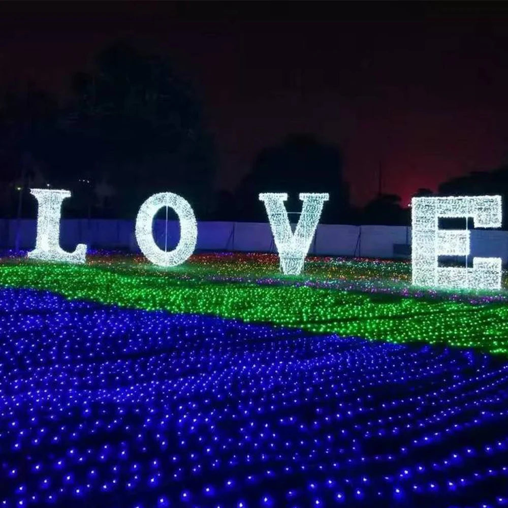 LED Net Curtain Light 110V 220V Fairy Lights Outdoor String Christmas Garlands Xmas Party Garden Wedding Decoration 3X2M 6X4M