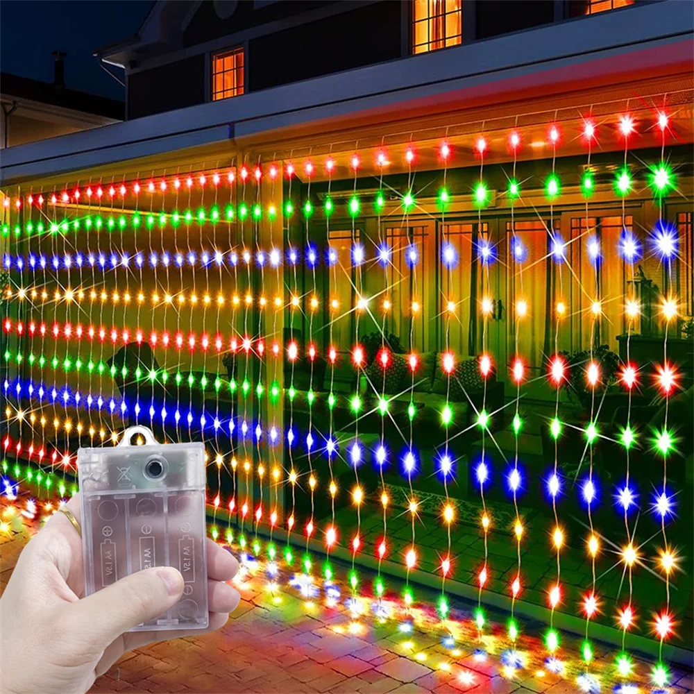 Outdoor Decor Valentine's Day for LED Curtain String Light 2026 Ramadan Decoration Home Fairy Eid Mubarak Wedding Battery Power