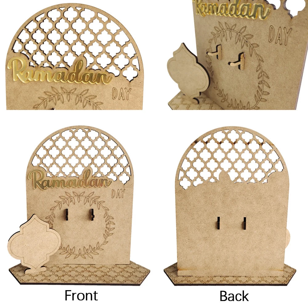 Eid Mubarak Countdown Calendar Wooden Ramadan Decoration 2026 Calendar Eid Mubarak Decoration Eid Countdown Ornament for Home