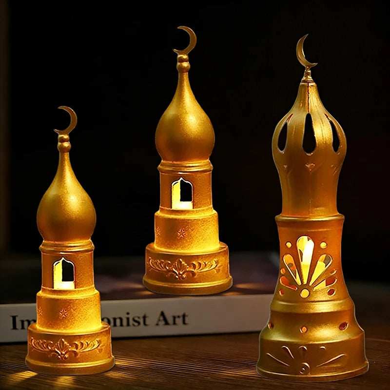 Ramadan Party Decoration 2026 Eid Mubarak Lantern Ramadan Desktop Candle Lamp Star and Moon Islamic Party Decoration
