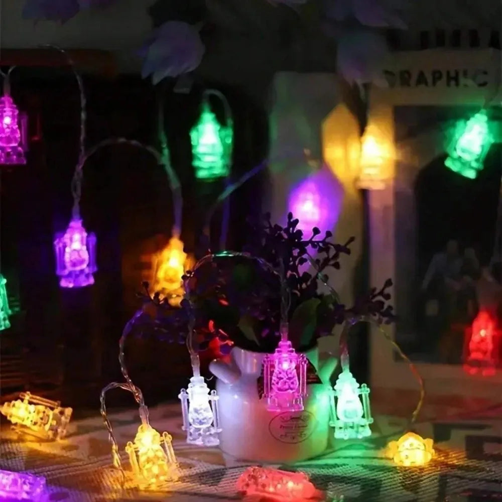 1pc Ramadan Lantern String Lights,59.06/118in LED Fairy Lights for Home Decor,Mosque,Islamic Festival,Religious Celebration