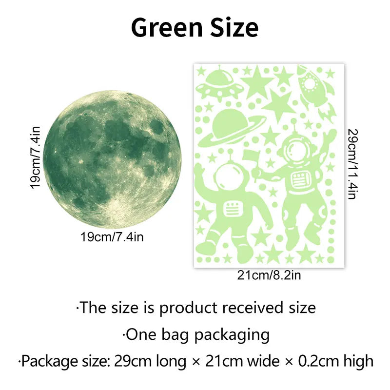Luminous Moon Stars Astronaut Ceiling Wall Stickers The Dark Glowing Stars Planet Spaceship Bedroom Home DIY Decoration