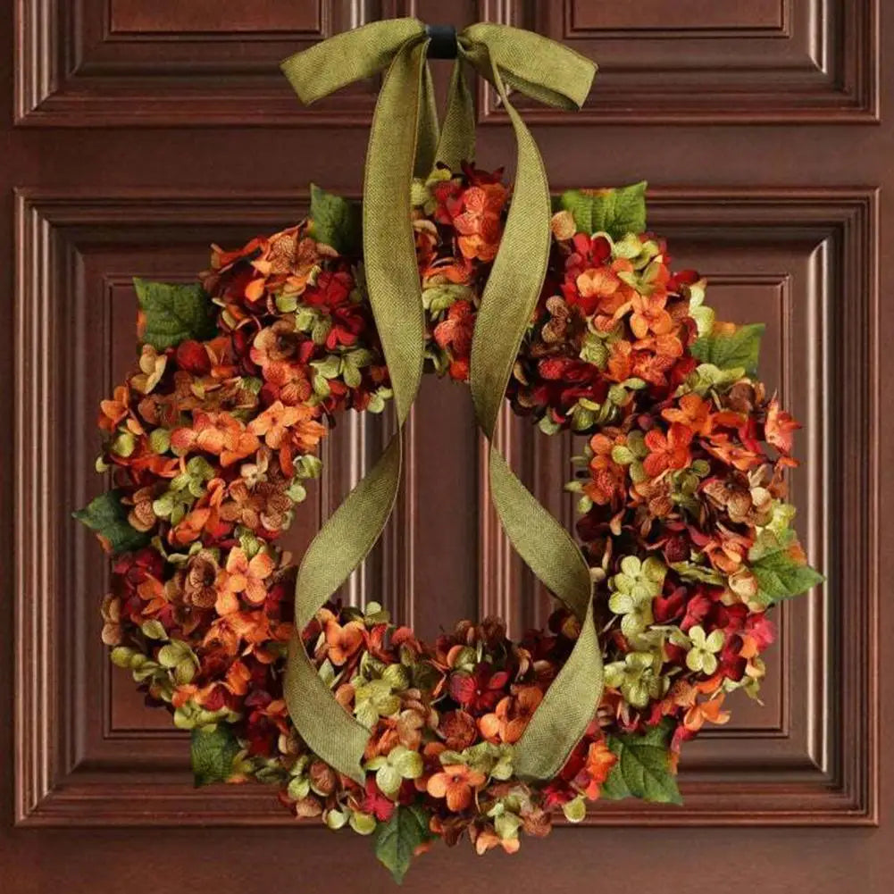 High-quality Christmas Wreath Rustic Hydrangea Fall Wreath with Bow for Front Door Thanksgiving Harvest Decor Indoor Outdoor