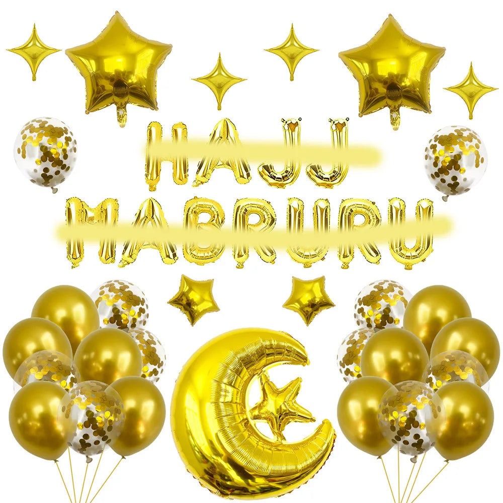 Umrah Mubarak Balloon Set  Banner Muslim Festival Home Diy Decor  Eid Mubarak Ramadan Kareem Hajj Party Supplies Religious Gifts