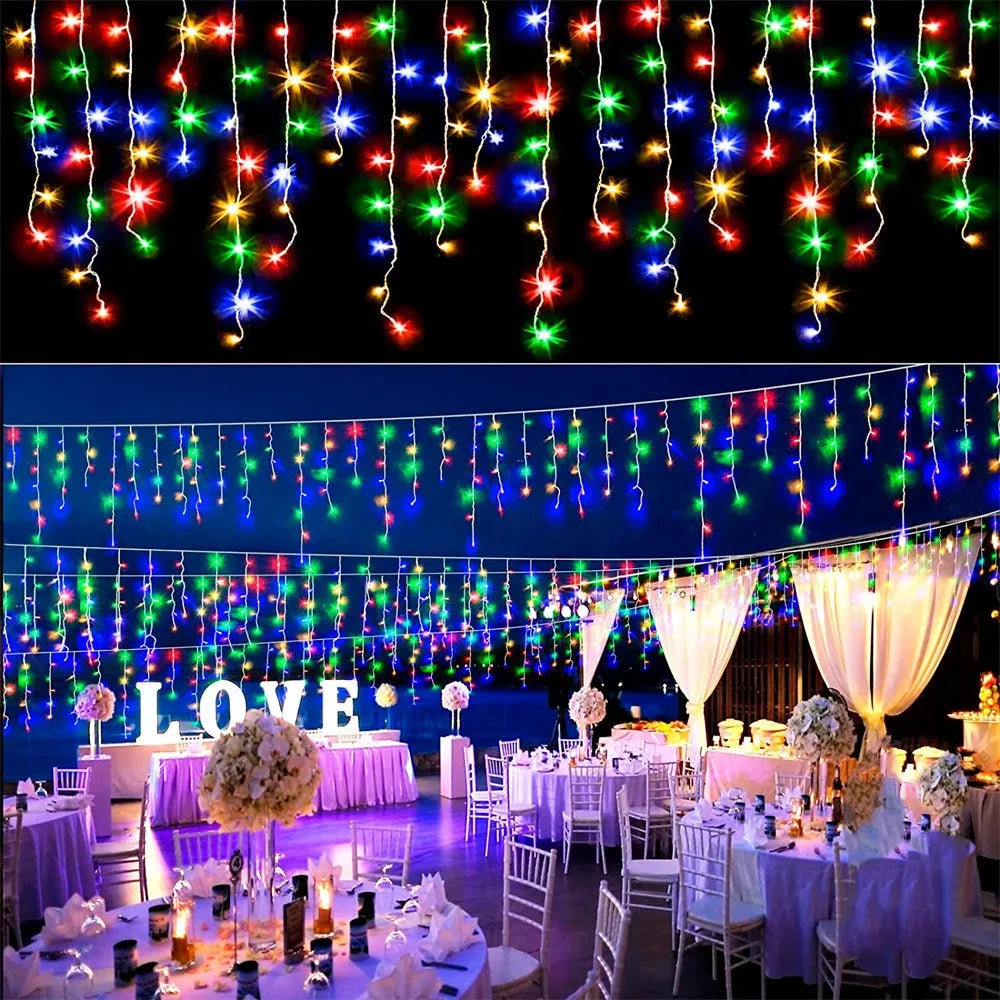 5M Christmas LED Curtain Icicle String Light droop 0.4-0.6m LED Party Garden Stage Outdoor Waterproof Decorative Fairy Light