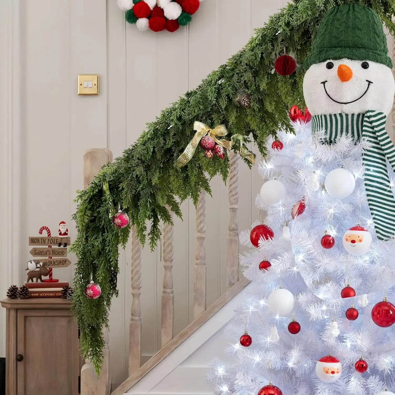 1/2pcs Artificial Plants Christmas Tree Cypress Leaf Garland Home Room Table Decor Outdoor Yard Pine Rattan Hanging Adorn Wreath
