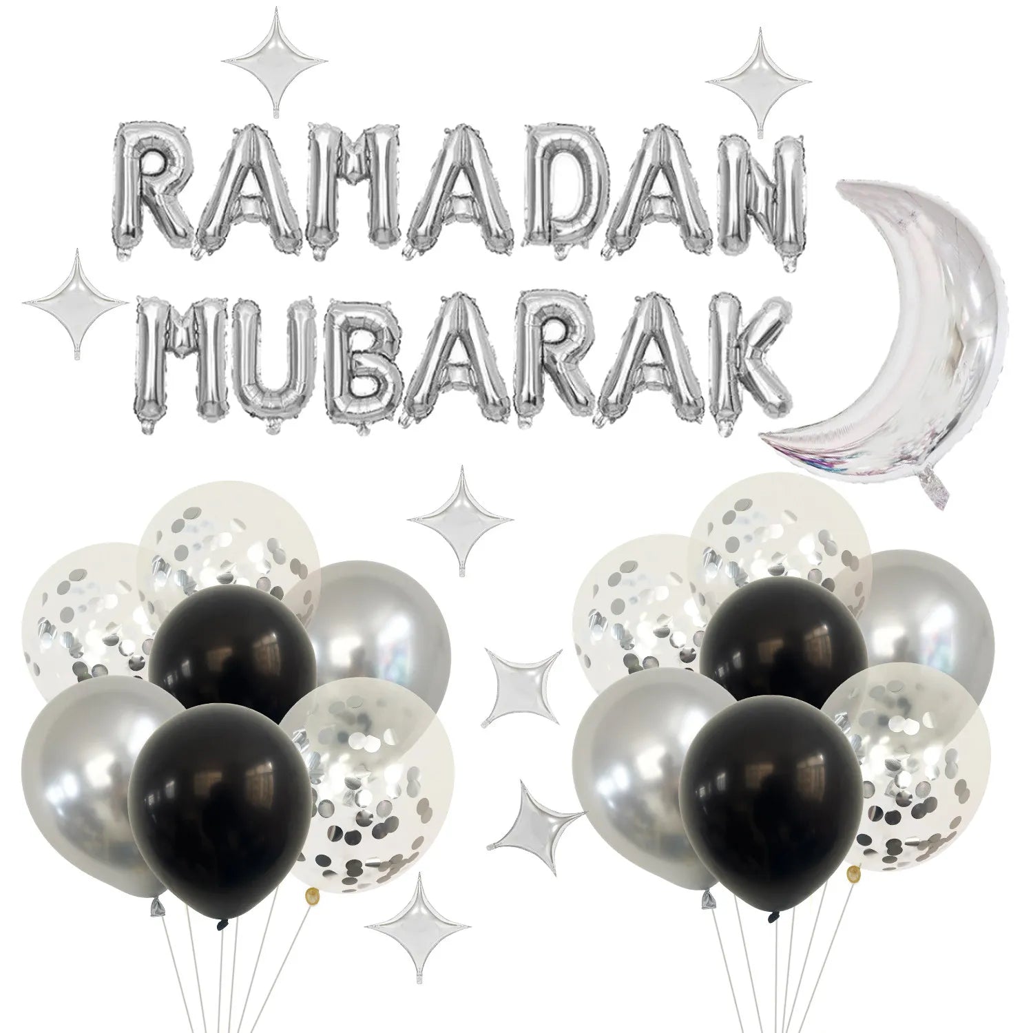 1set Ramadan Decorations 2026 Moon Star Balloon Muslim Festival Home Diy Decor Eid Mubarak Ramadan Kareem Hajj Party Supplies