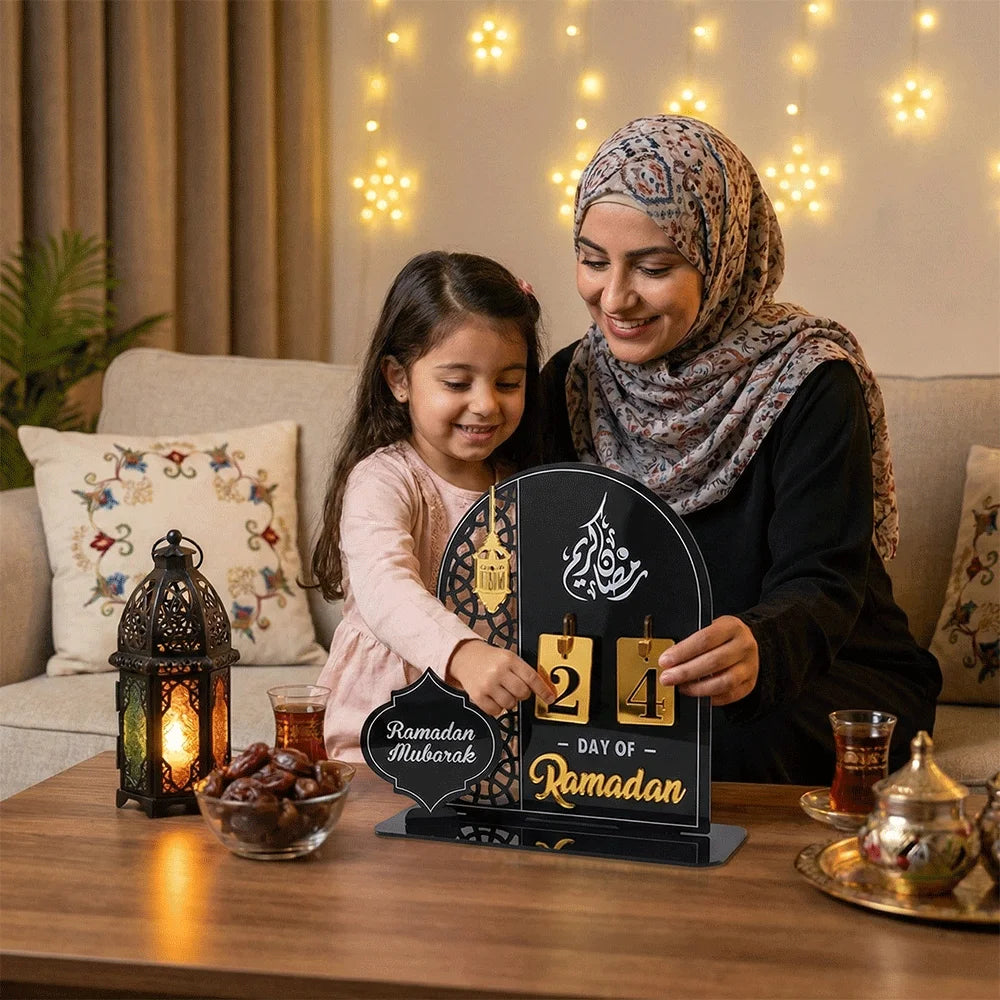 DIY Ramadan Advent Calendar Acrylic Eid Mubarak Countdown Calendar Table Decor for Arabic Muslim Islamic Ramadan Decoration 2026