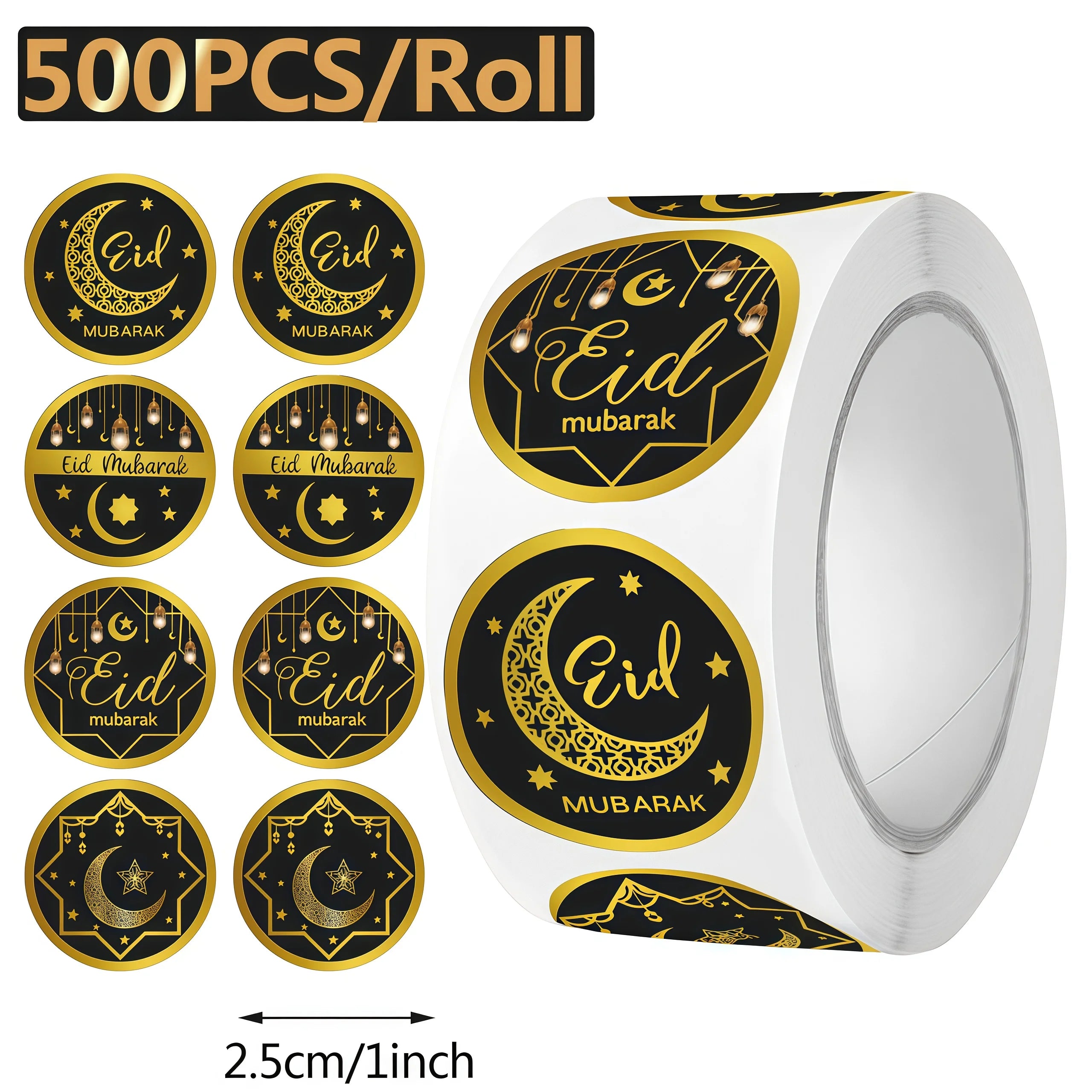 New EID Mubarak Stickers Gift Bag Candy Box Seal Lables Ramadan Kareem Paper Sticker Party DIY Decoration