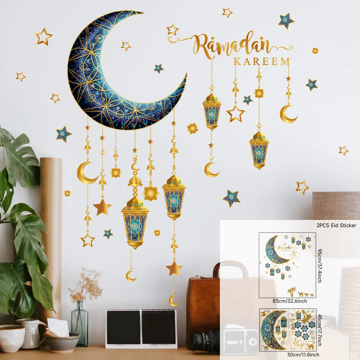 Eid Mubarak Wall Stickers Kareem Ramadan Decoration 2025 For Home Islamic Muslim Party Decor Mubarak Ramadan Window Sticker Gift