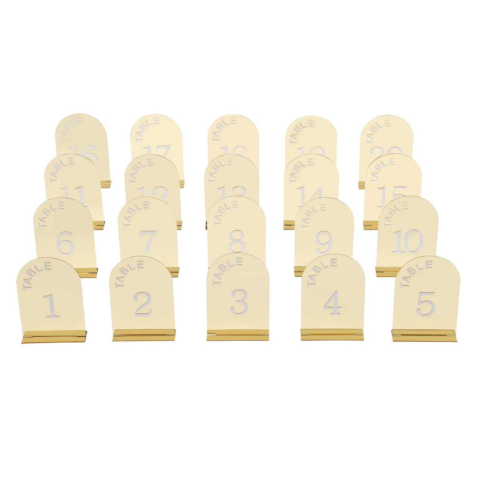20Pcs Wedding Table Numbers Mirror Acrylic Desktop Post-it Clip with Stands for Wedding Reception, Event, Party
