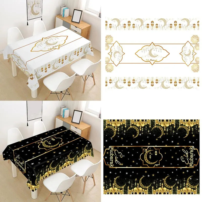Eid Mubarak Tablecloths Ramadan Decoration for Home 2025 Islamic Muslim Party Decor Ramadan Tableware Supplies Eid Al Adha Gift