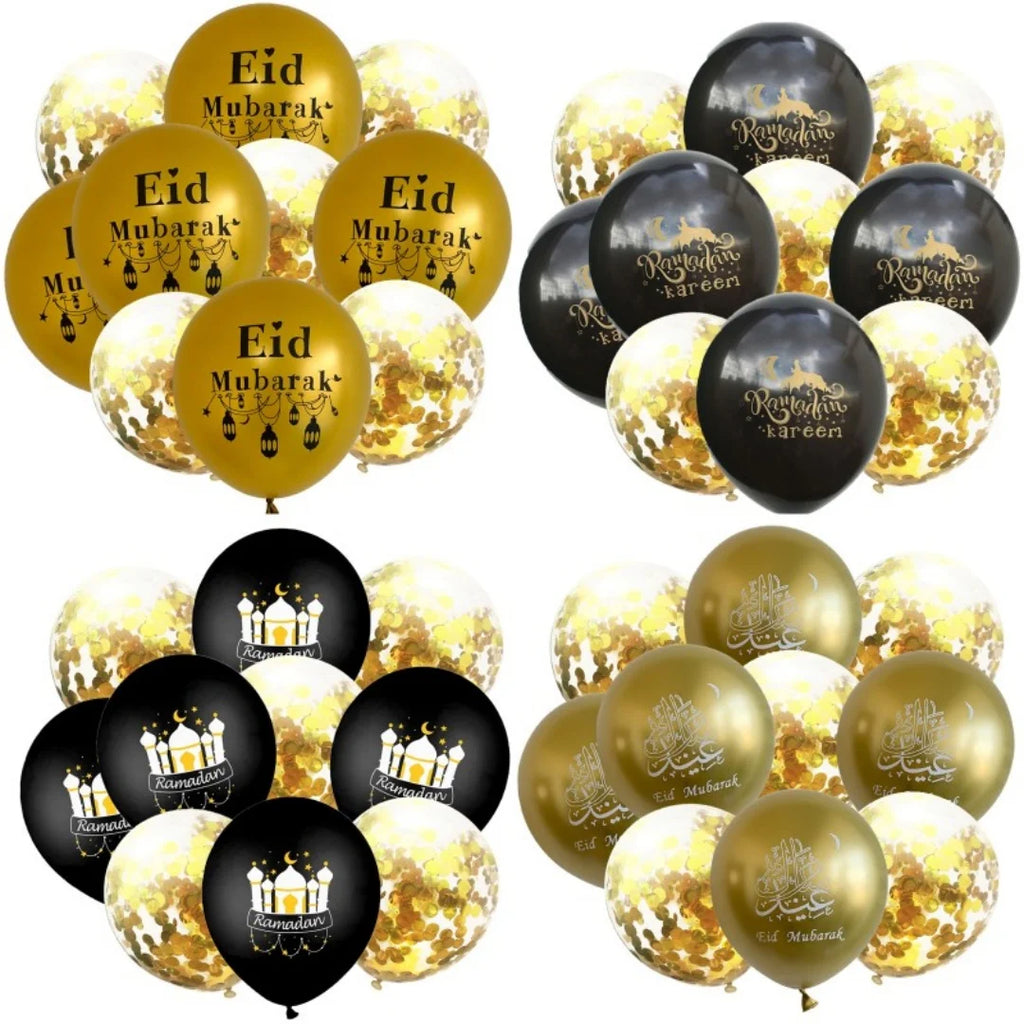 10Pcs Eid Mubarak Latex Balloon Ramadan Kareem Decoration Air Globos Ramadan Mubarak Muslim Islamic Festival Party Supplies 2024