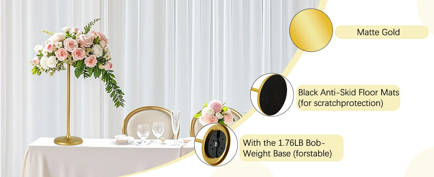 4pcs Tall Wedding Flower Stand 39.4" Wedding Centerpieces for Tables Metal Flower Floor Vase for Party Event Wedding Reception