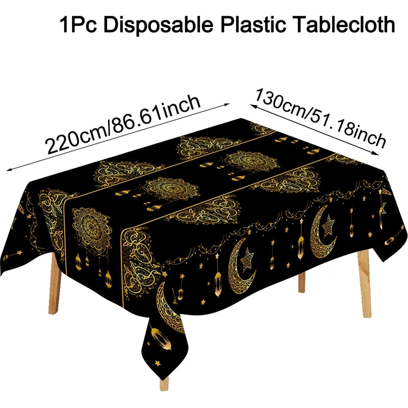 Eid Mubarak Tablecloths Ramadan Decoration for Home 2026 Islamic Muslim Party Decor Ramadan Tableware Supplies Eid Al Adha Gift