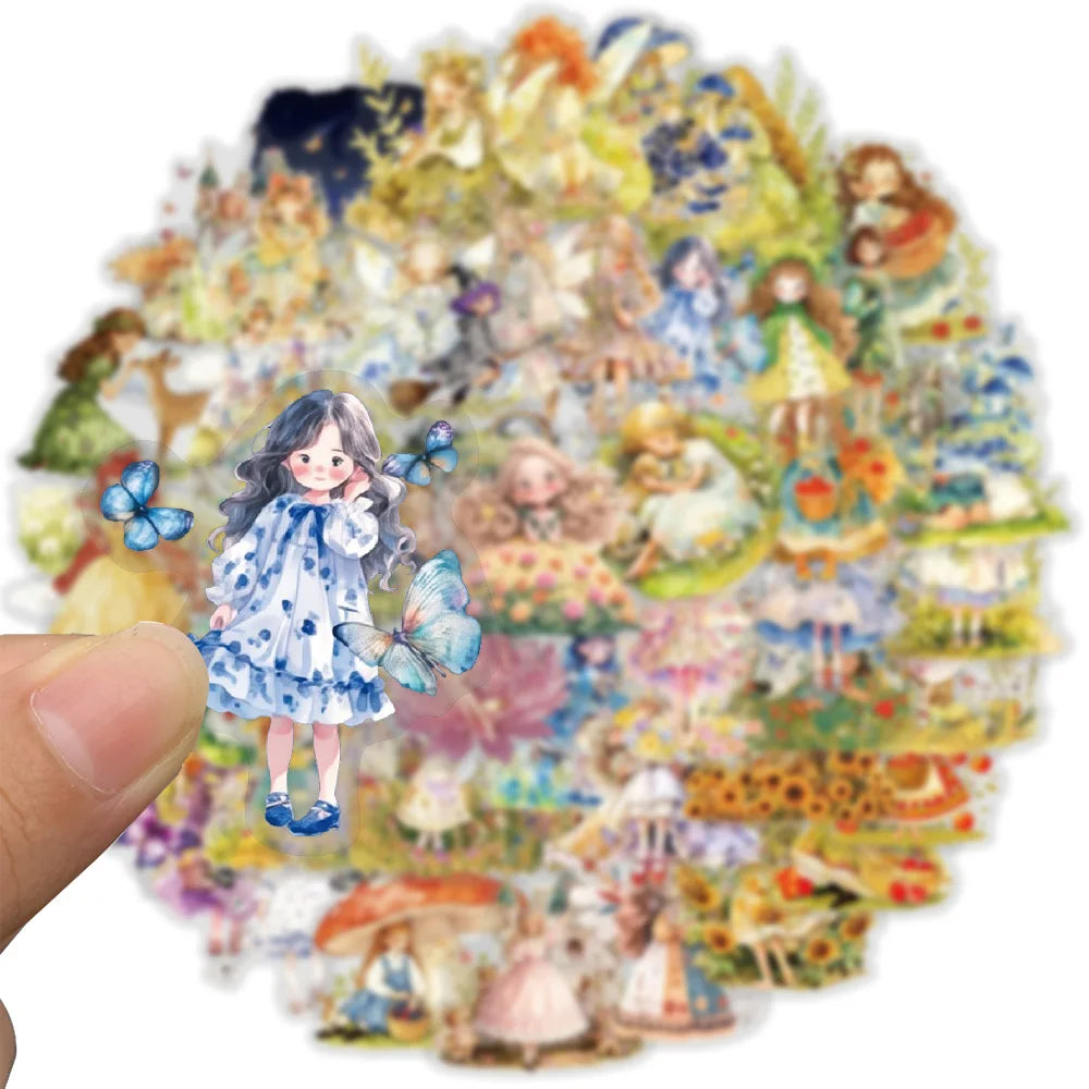 50Pcs Fairytale Princess Stickers Castle Decals Fantasy Pink Vinyl Art Set For Adults Journal Stationery Notebook Laptop Decor