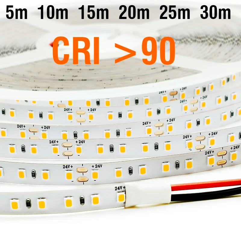 CRI90 High Brightness Single Strip 5m 10m 15m 20m 25M 30m LED Strips 24V 12V Light Strip CRI 90 Flexible 20 meters Soft Lamp Bar