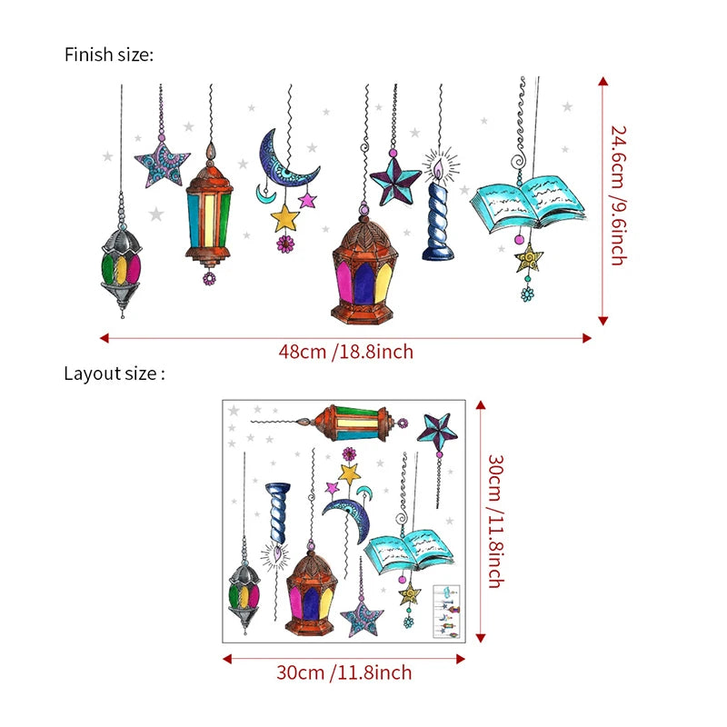 Ramadan Wall Stickers Eid Mubarak Decorations Allah Quran Muslim PVC Removable Wall Sticker Arabic Calligraphy Wall Art Decals