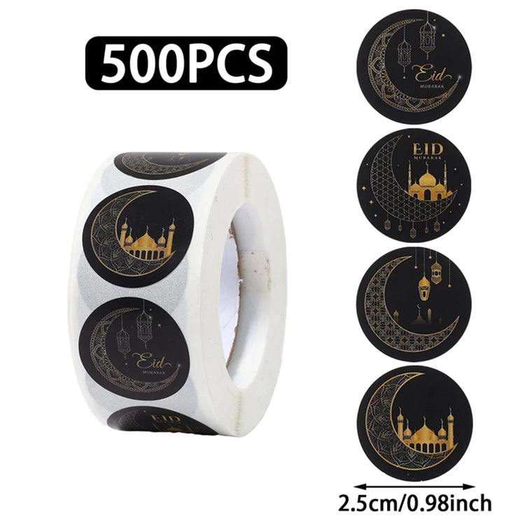 EID Mubarak Stickers Ramadan Decoration 2025 For Favor Gifts Label Ramadan Kareem Islamic Muslim Party Eid Al Adha Gifts