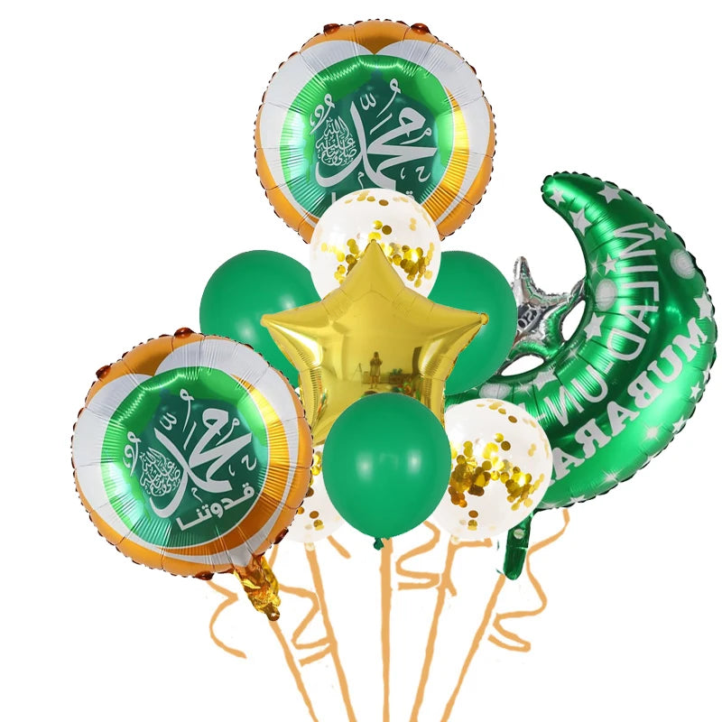 Stars Moon Confetti Balloon Bundle Eid Mubarak Ramadan Decoration 2025 Muslim Islamic Party Supplies Ramadan Kareem Foil Ballons