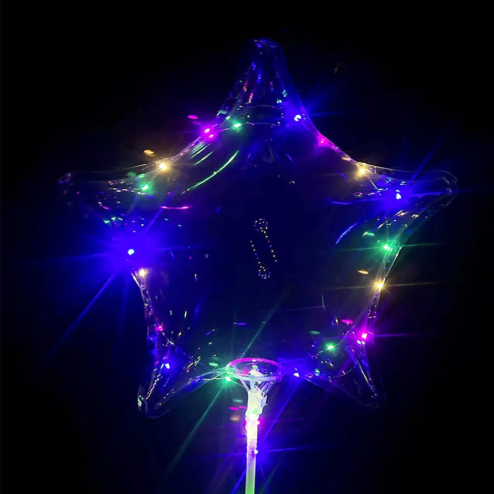 LED Light Up BoBo Balloons Flashing LED String Lights Heart Star Transparent Bubble Balloons for Christmas Birthday Party Decor