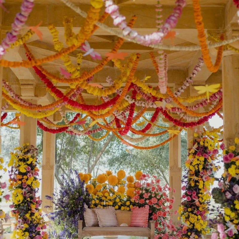 5-50 PCS Marigold Garland Wedding Marigold Flower Garlands for Prayer Fest Calendula Garland Indian Decor Garlands Wedding