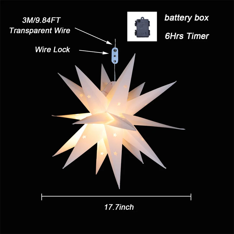35/45/58CM Christmas Moravian Star Light Moravian Tree Top 3D LED Hanging Star Lantern Fairy Light For Holiday Wedding Decor