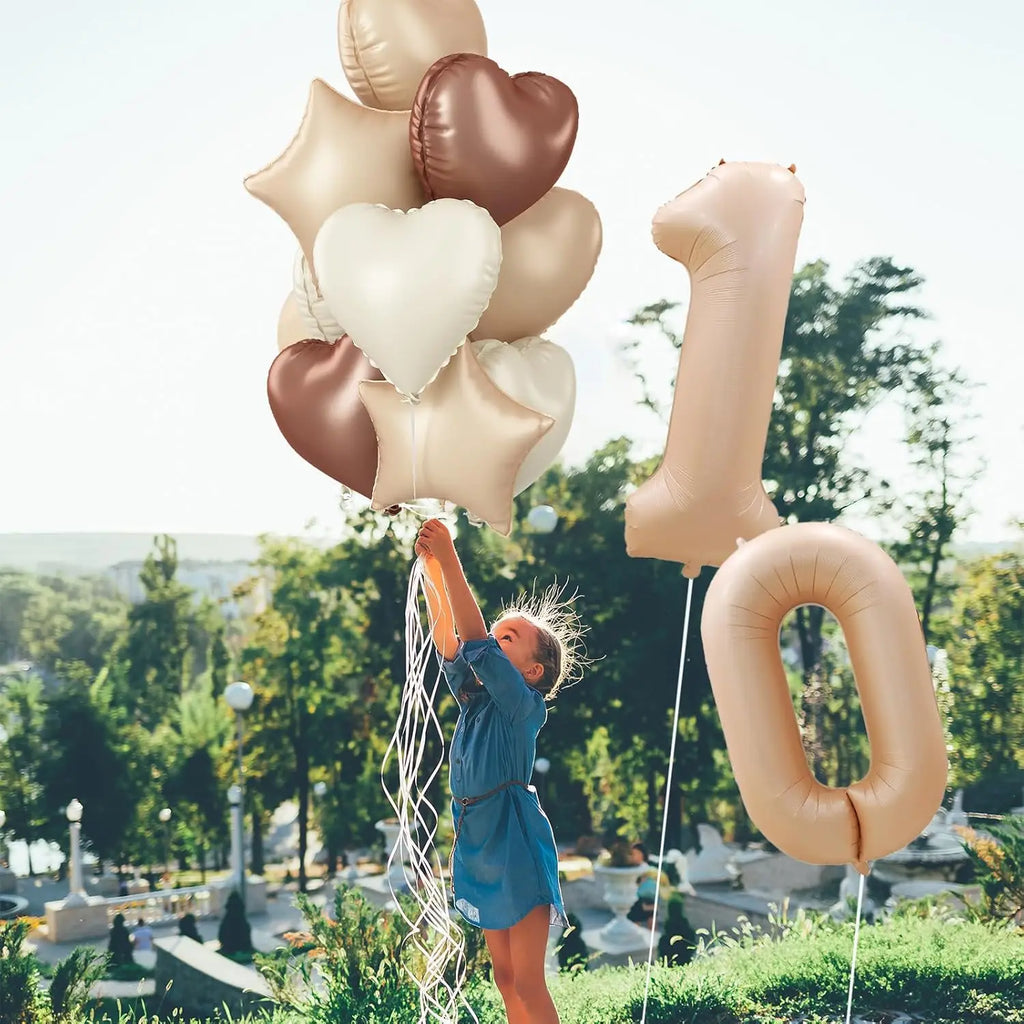 Caramel/Chocolate/Cream Number Balloon Star Heart Foil Helium Ball Kids Adult Girl Birthday Wedding Anniversary Party Decoration