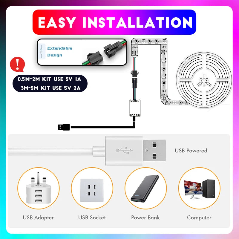 TUYA LED Strip Lights WS2812 RGBIC Addressable Strip Light with Chasing Effect Wifi USB 5V Smartlife Dreamcolor For TV Bedroom