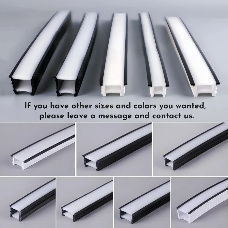 Black Flexible LED Neon Rope Lamp Silicone Tube Diffuser Recessed Channel For WS2811 WS2812B Waterproof Ribbon Neon Strip Lights