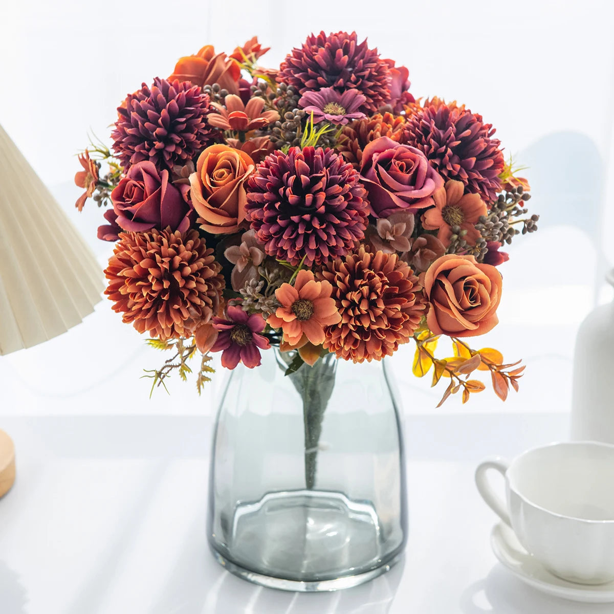Simulated silk chrysanthemum roses, weddings, Valentine's Day, Eid al Fitr, Mother's Day, home decor, outdoor garden accessories