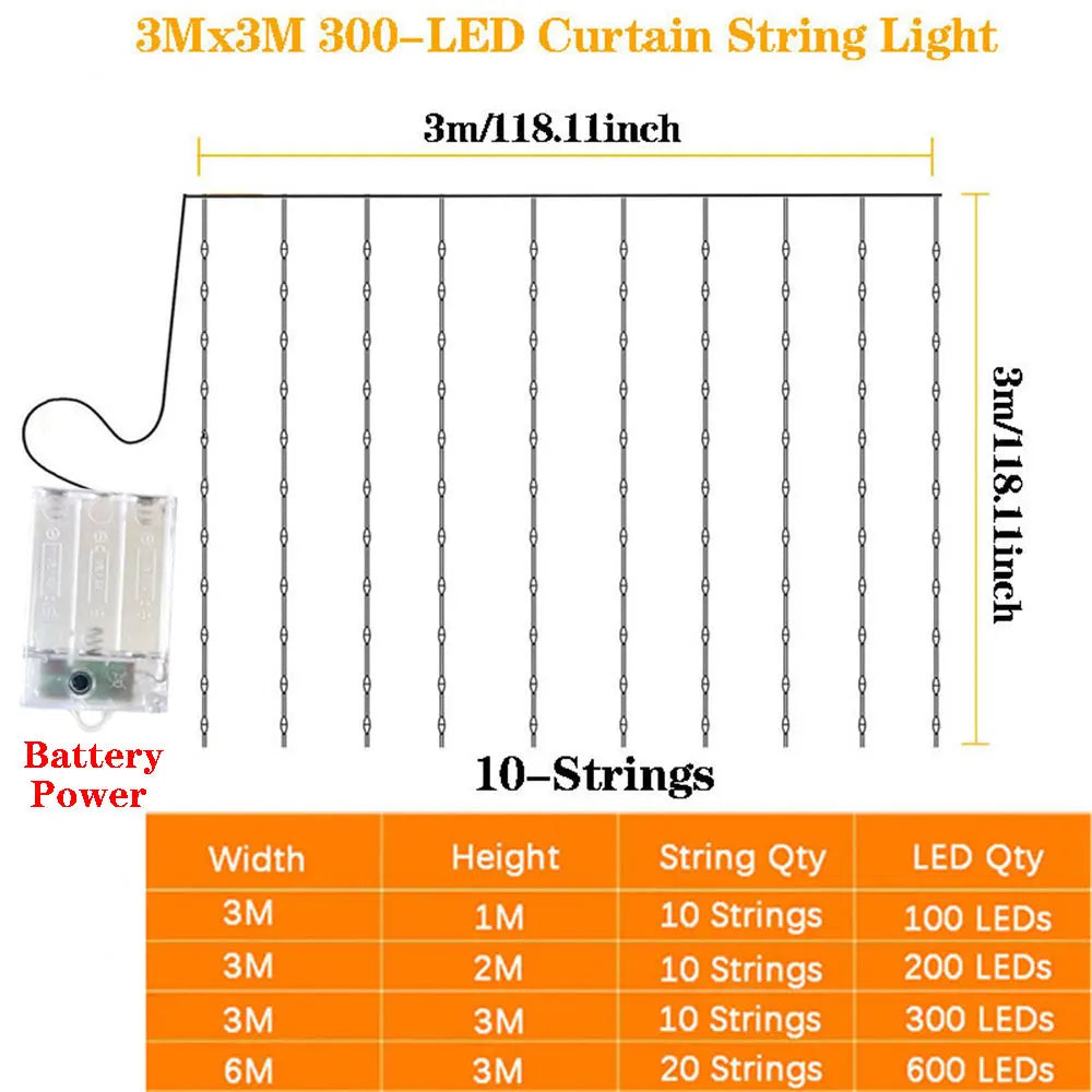 Ramadan Home Decoration LED Fairy Battery Power Outdoor 2026 Valentine's Day Eid Mubarak Bedroom Decoration Curtain Light String