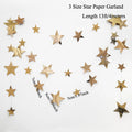 Champagne Gold Party Decorations Star Dots Garlands  Hanging Paper Heart Streamer Banner Wedding Valentine Day Party Flag Decor